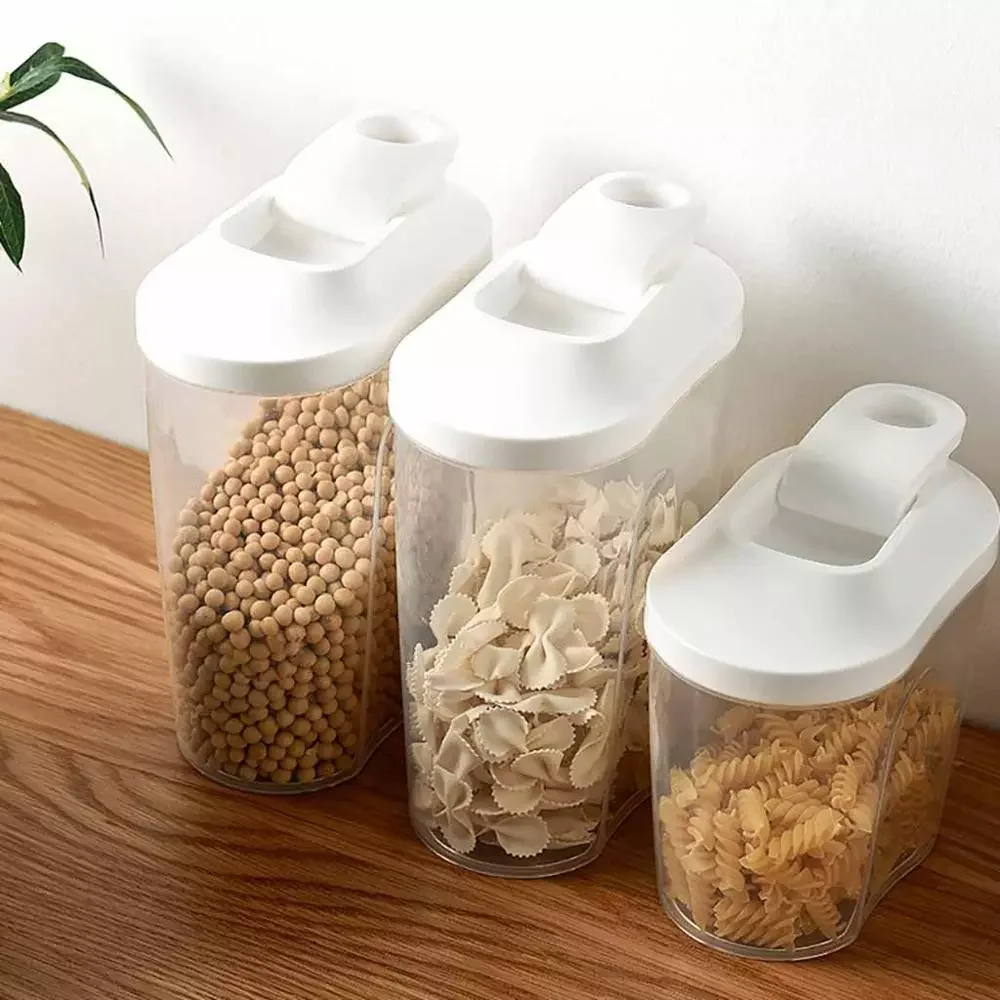 

2022New Plastic Cereal Dispenser Sealed Crisper Grains Rice Nut Snack Tank Storage Box Transparent Kitchen Refrigerator Food Con
