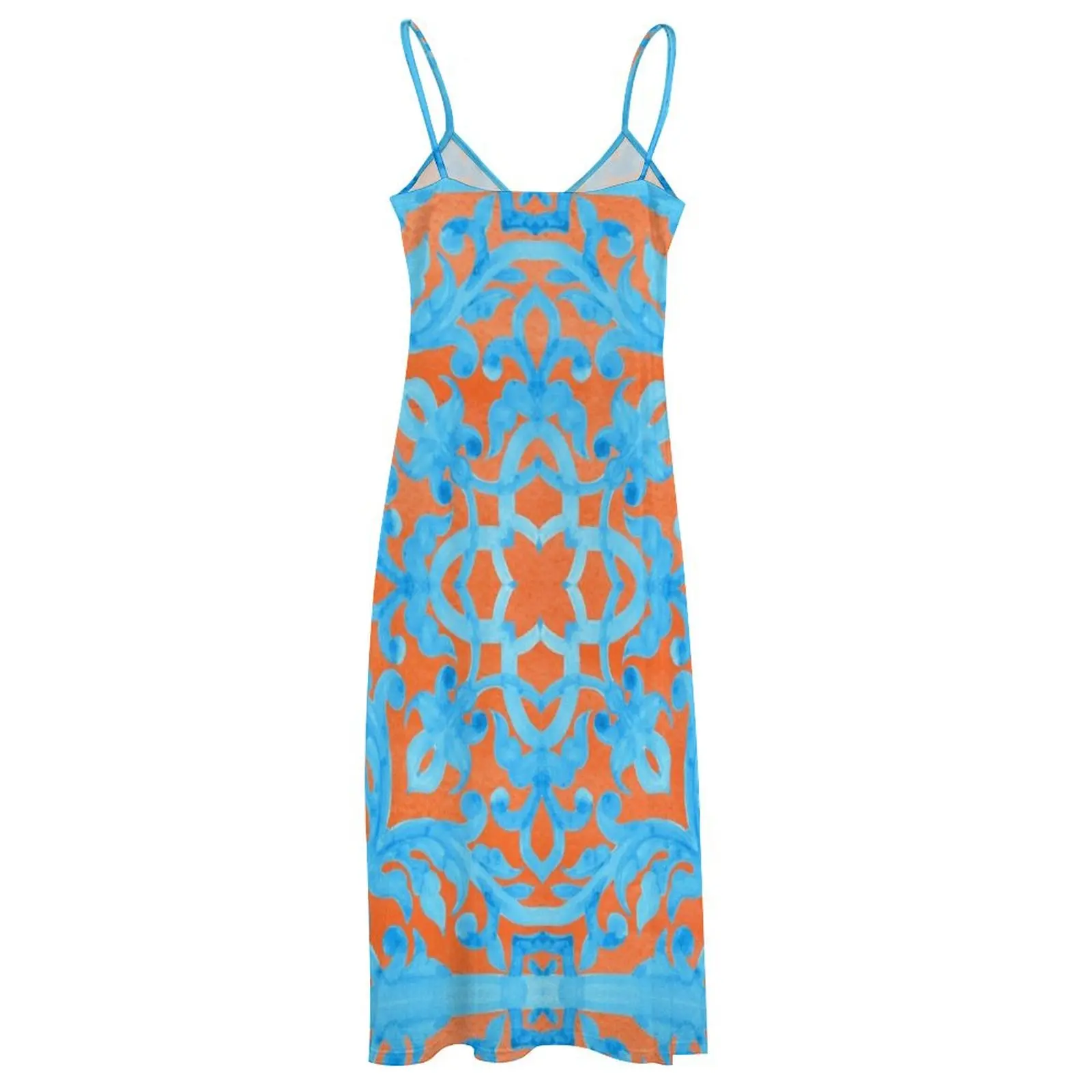 Португальская плитка азулежо. Длинное платье без рукавов женские платья 2025