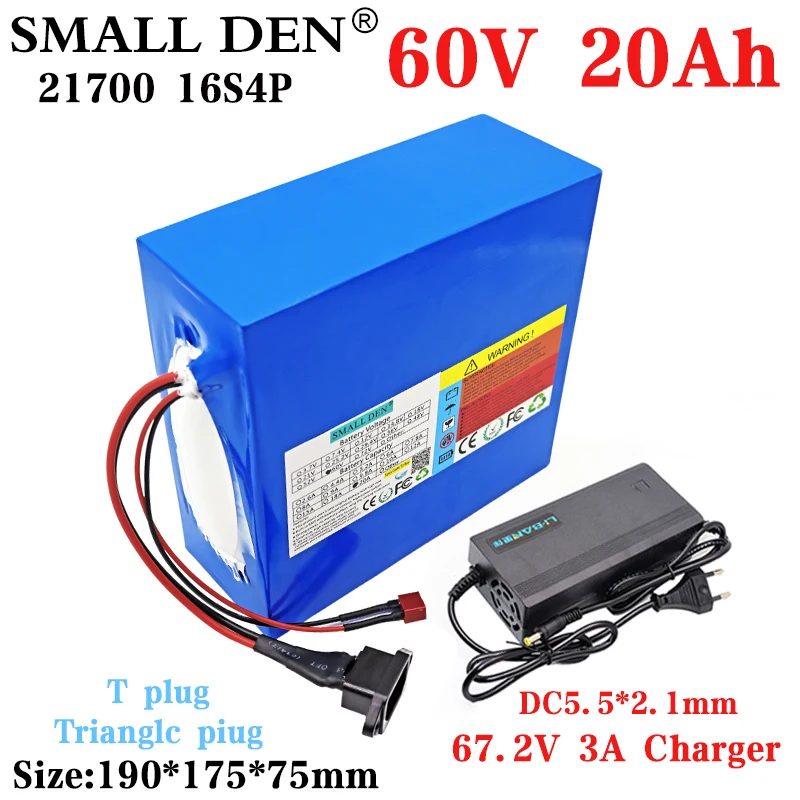

60V 20Ah 21700 комплект литий-ионный батарей 16S4P 3000W equipment high-мощность для электрического велосипеда Аккумулятор для мотоцикла скутера + зарядное у...