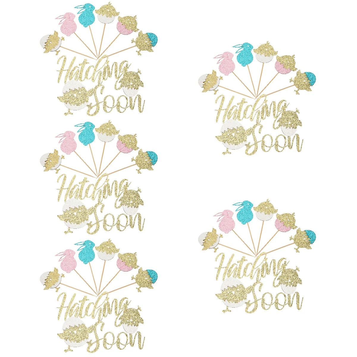 

5 Sets of Widely-used Adorable Sturdy Exquisite Premium Cupcake Topper Easter Party Cake Pick Diy Cake Decor for Gift Option