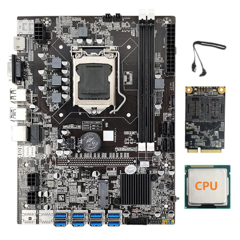 

Материнская плата для майнинга B75 BTC + кабель SATA + ЦП + MSATA SSD 128G LGA1155 8xpcie USB адаптер DDR3 B75 Майнер Биткоин материнская плата