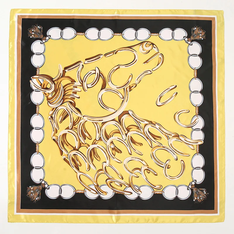 

Брендовый дизайнерский шарф Silk Feeling, Женская роскошная винтажная шаль 90 см с принтом подковы, Шейная повязка, Женская бандана для рук и запястья