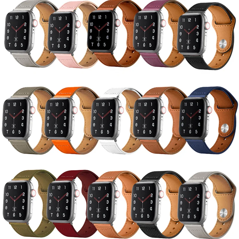 

Ремешок из натуральной кожи для Apple Watch Band 44 мм 40 мм 41 мм 45 мм 42 мм 38 мм 49 мм, деловой браслет для наручных часов iWatch Series 8 se 7 6 5 4 3