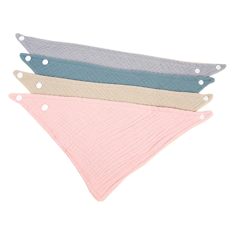 

Baby Bib Set Soft Breathable Drool Bib Solid Color Cotton Burp Cloth Snap Teething Bib Neck Scarf Nursing Supply 4Pcs