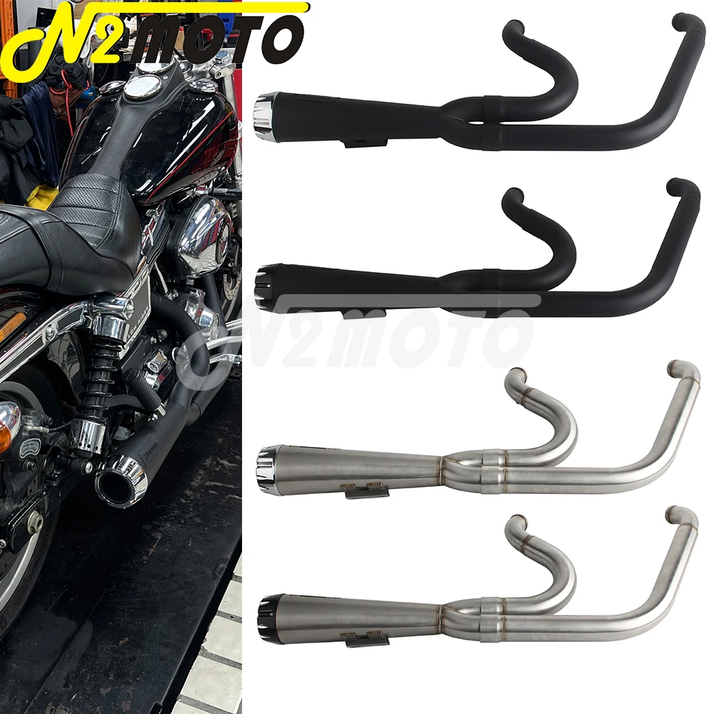 Фото Для Harley Dyna FXDF FXDL FXDB FXDC FXD FXDWG 2006-2017 годов выпуска, высокопроизводительная выхлопная система 2-в-1 с увеличенным диаметром и ступенчатым коллектором, глушитель. №1