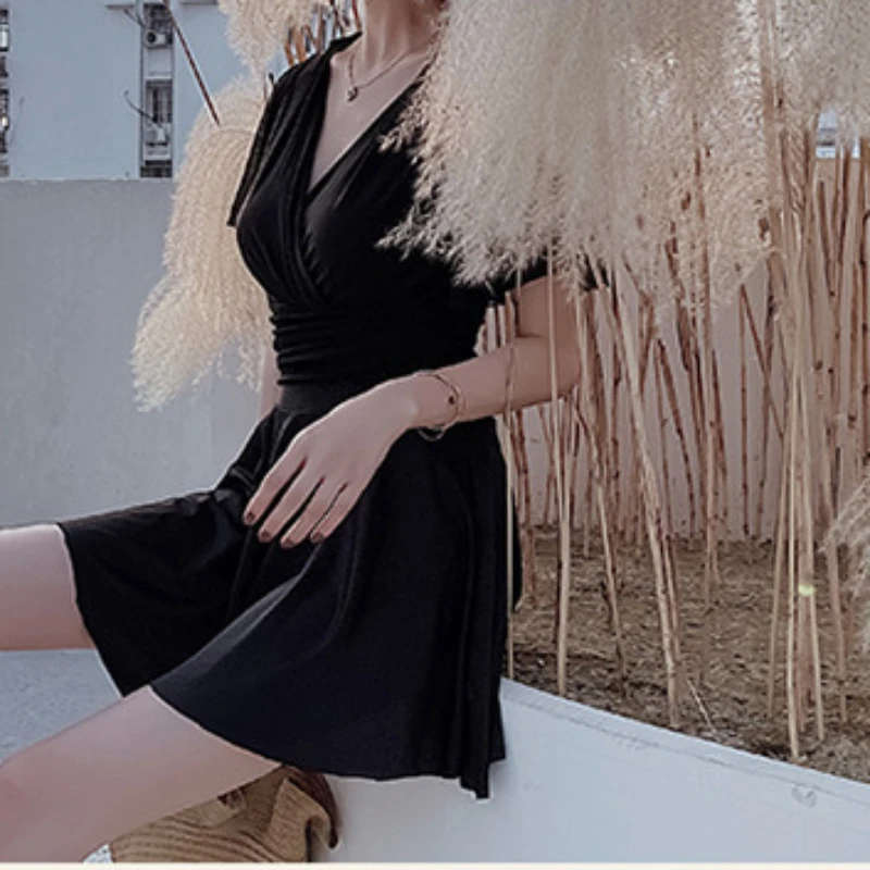 Женский пляжный купальник размера плюс плиссированная юбка со средней посадкой