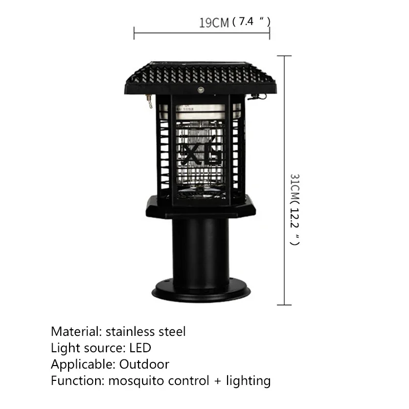 KARLOS Солнечная лампа от комаров Современный уличный черный настенный светильник