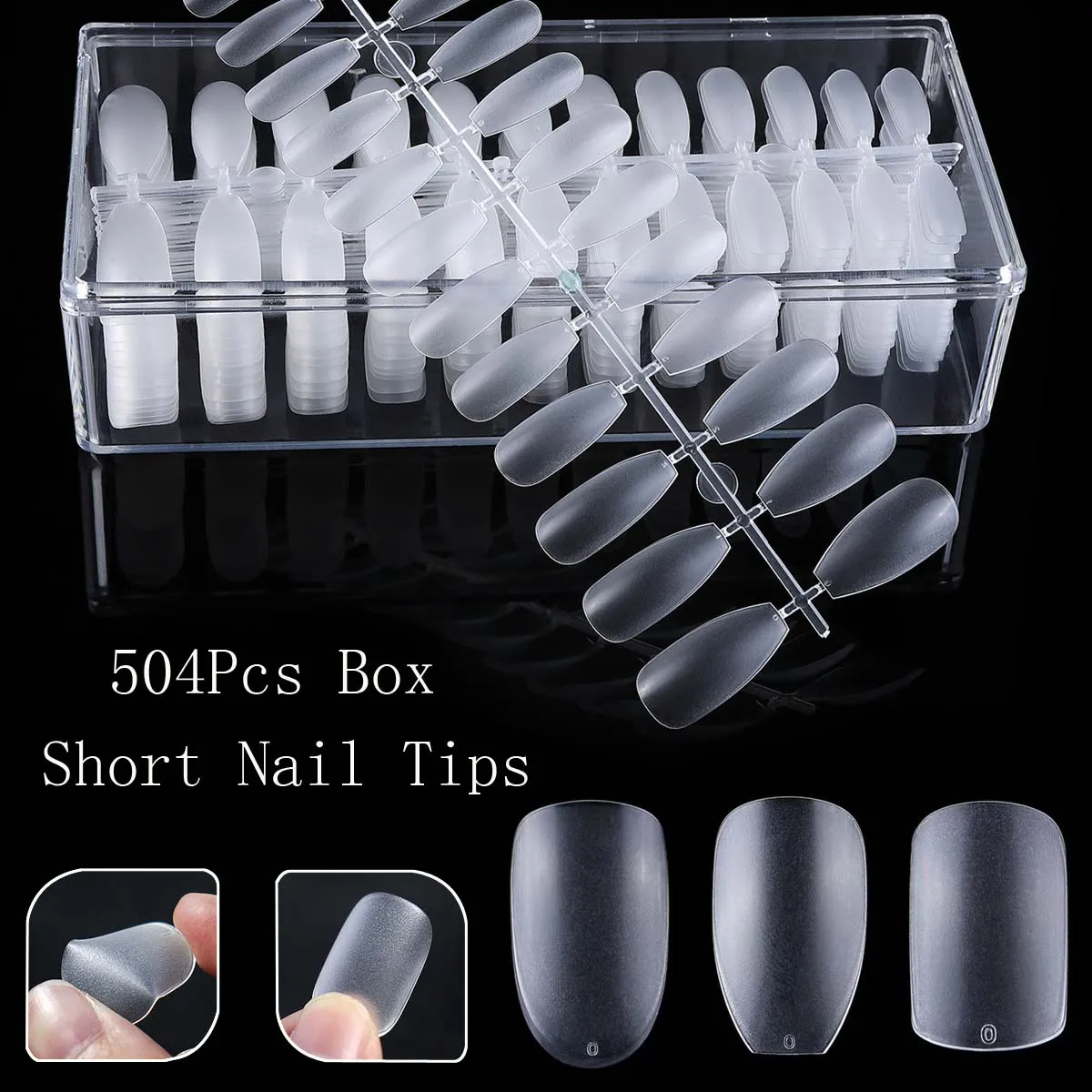 

504Pcs/Box Soft X Nails Extension Tips Matte Fake Nail Full Coverage Press On Nails UV Gel Short Coffin False Nail Manicure Tool