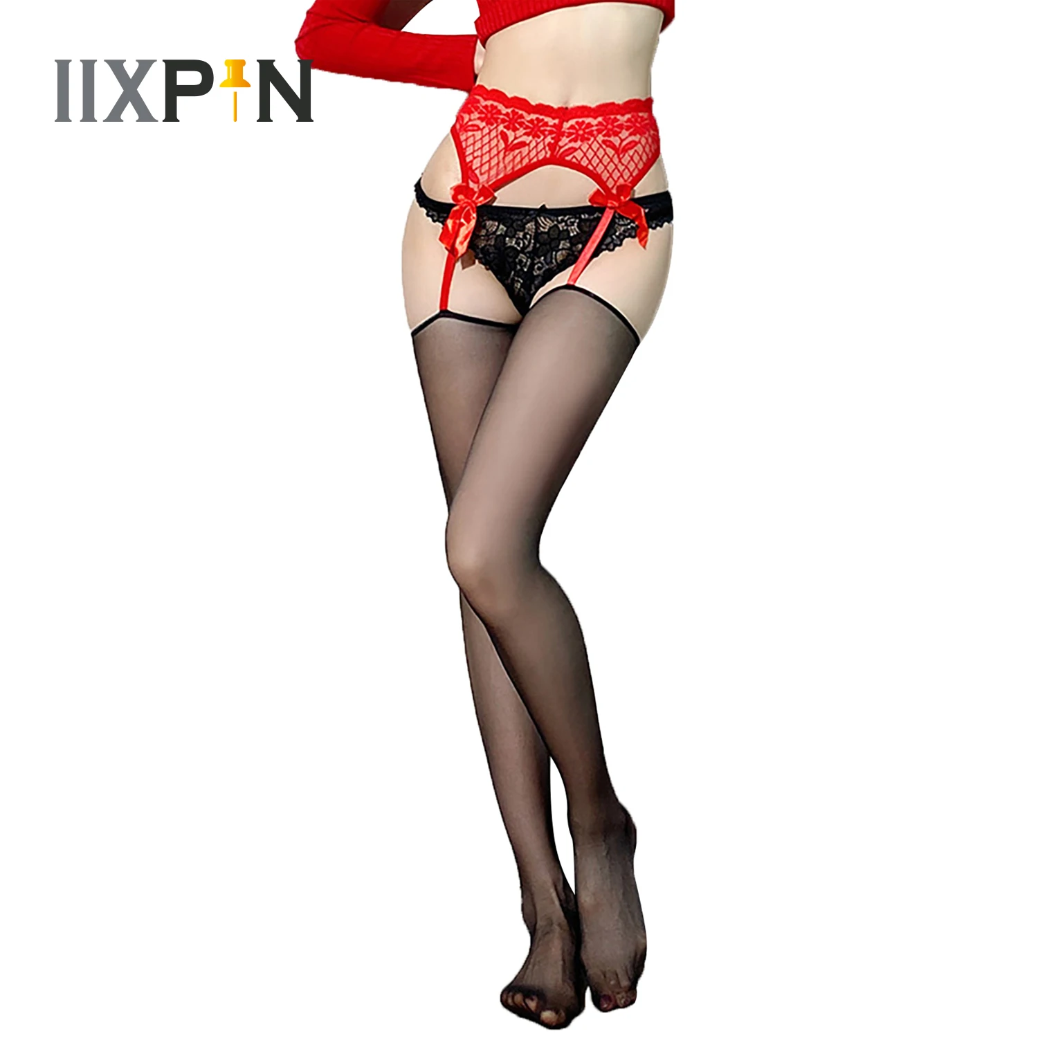 

Женские чулки на подтяжках, прозрачные кружевные чулки до бедра с поясом для пар