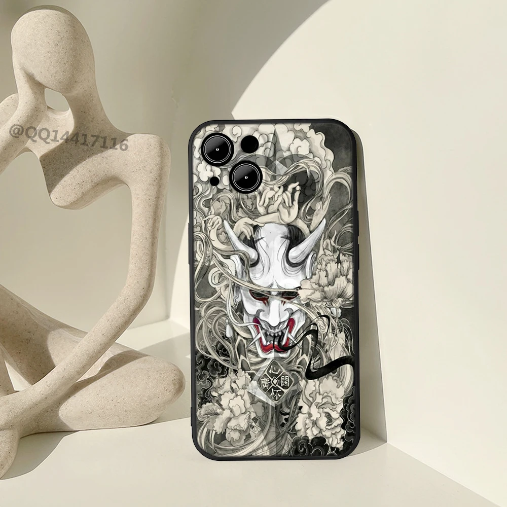 Фото Чехол-маска для iPhone 13 Samurai Oni чехол телефона 11 12 Pro XS MAX mini 8 7 Plus X 2020 XR чехлы с белым
