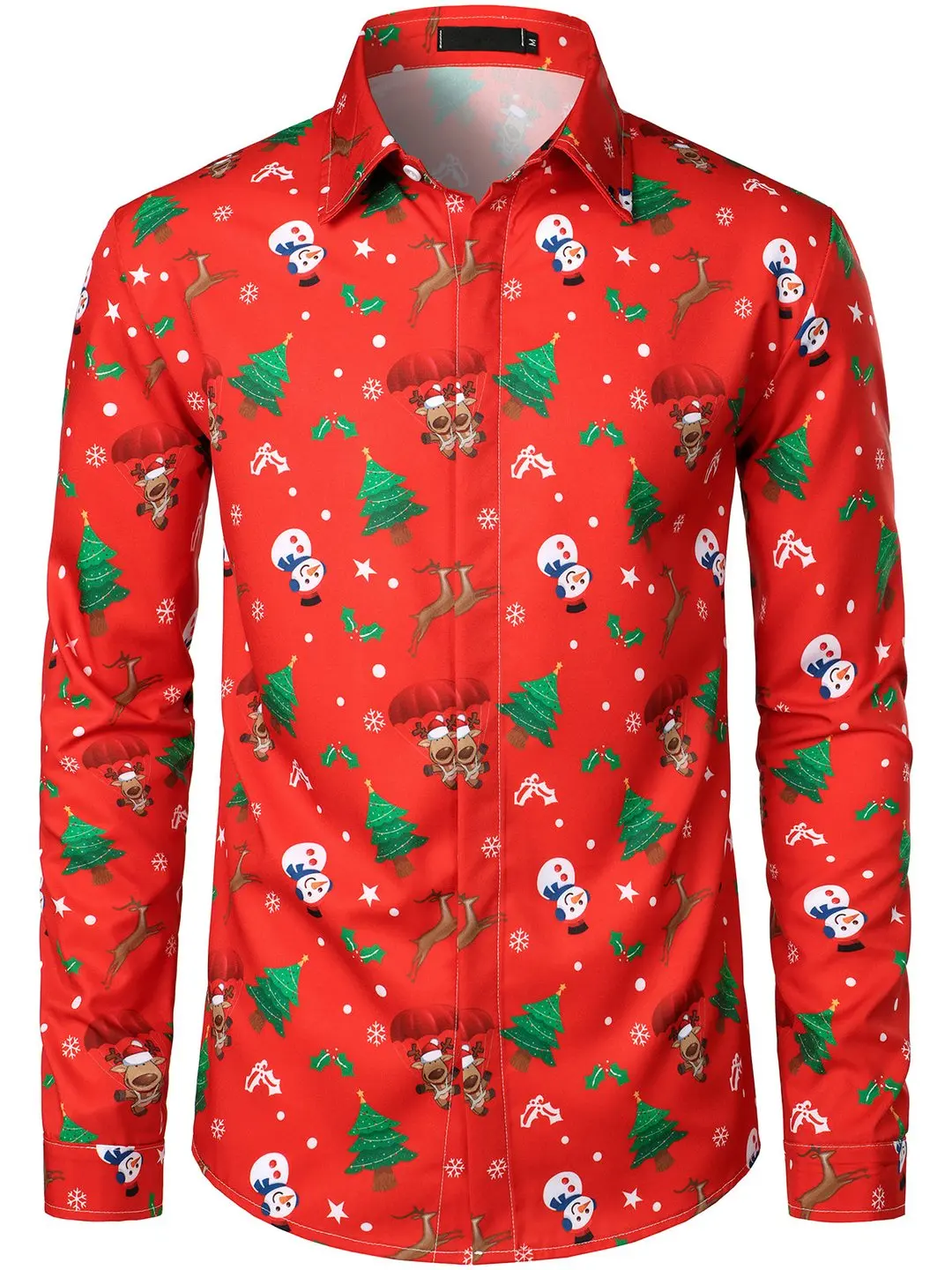 

Men's Christmas Print Regular Fit Long Sleeve Shirt