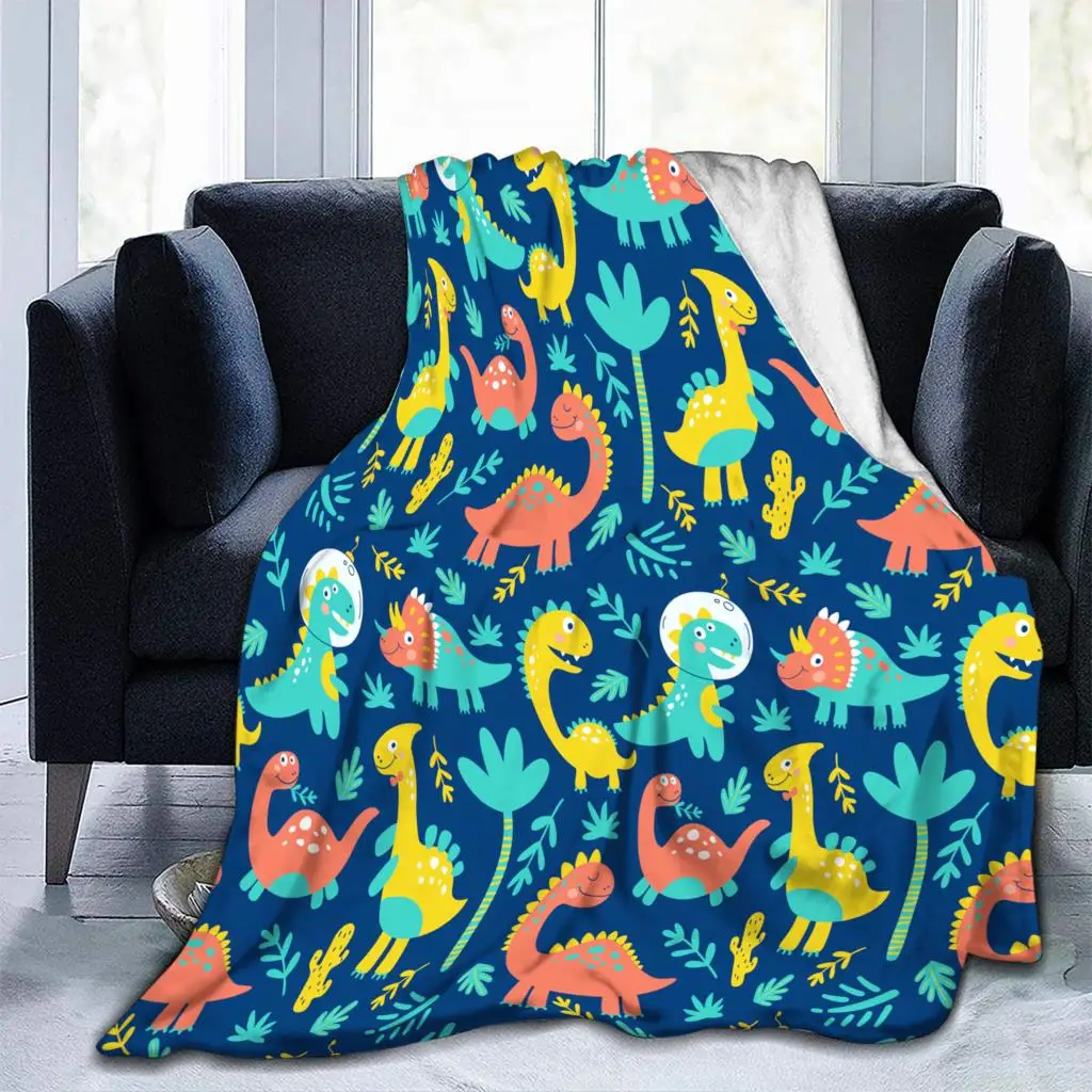 

Dinosaur Blanket For Kids, Bright Color Flannel Fleece Blanket, Super Soft And Warm, Sofa Bedding Birthday Gift