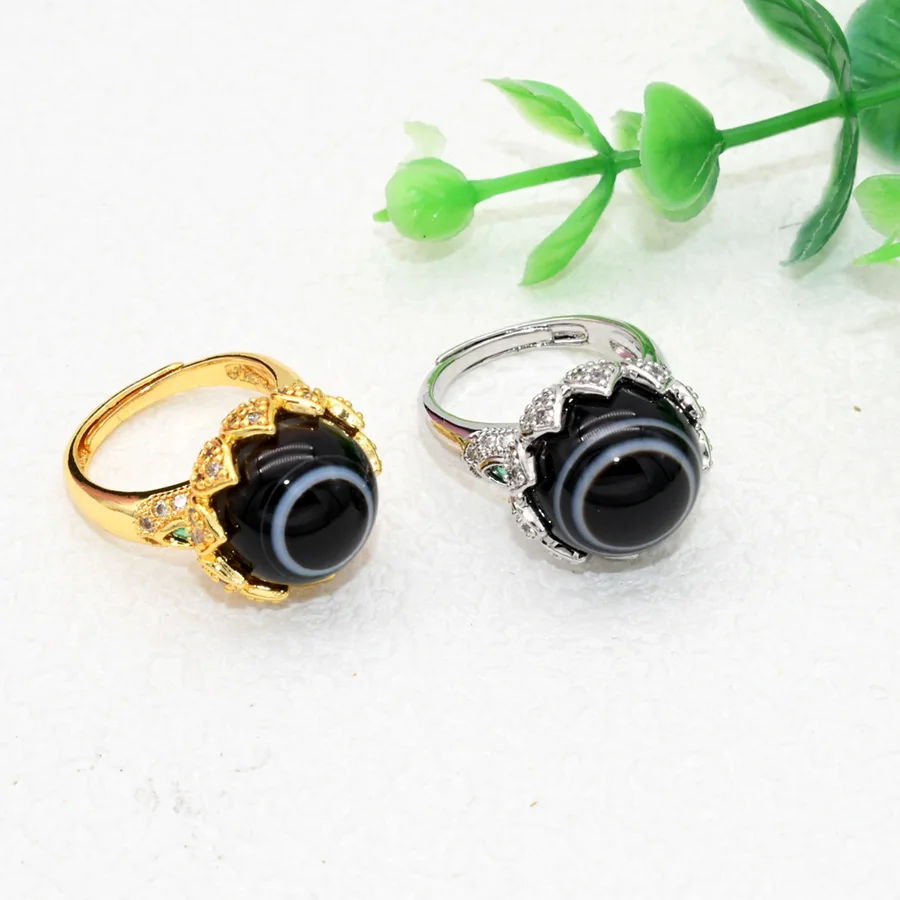 Новинка модные ювелирные изделия унисекс кольцо из натурального черного агата с