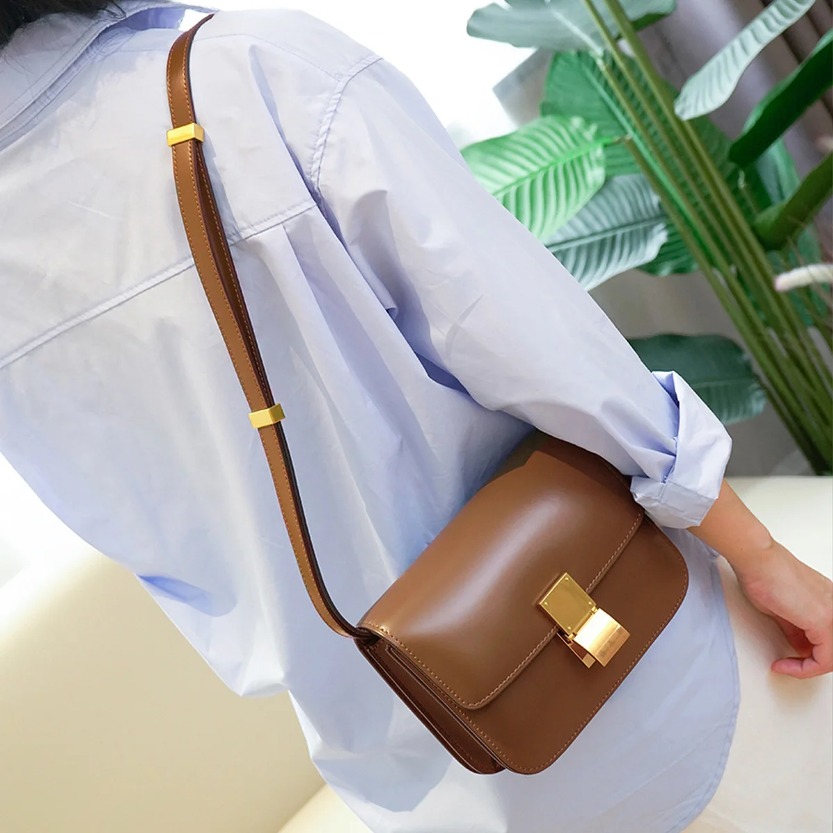 Genuine Leather Shoulder Bag For Women 2023Trend  Small Square Bags Luxury Designer Handbag Fashion Messenger BagsTofu Bags