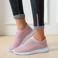 women sneakers crystal breathable mesh sneaker shoes women comfortable soft bottom flats plus size 43 non slip casual shoes