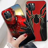 marvel spider man phone case for funda iphone 11 12 13 pro max 12 mini x xr xs max 6 6s 7 8 plus coque liquid silicon back