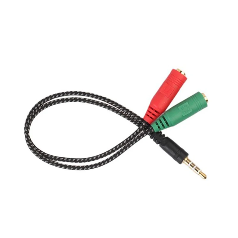 

3.5mm Headset Adapter Headphone Mic Y Splitter Cable 3.5mm AUX Stereo Audio Male to 2 Female Separate Audio Microphone Plugs