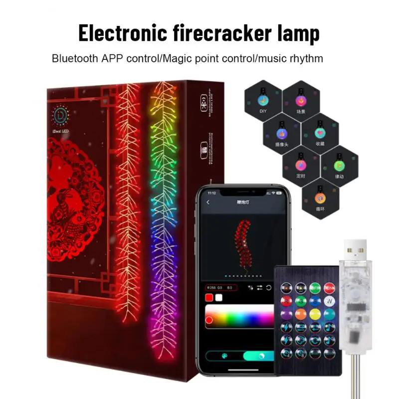

RGB Гирлянда для Пожарника, светодиодная лампа на китайский новый год, украшение для дома, крыльца, атмосферная лампа, водонепроницаесветиль...