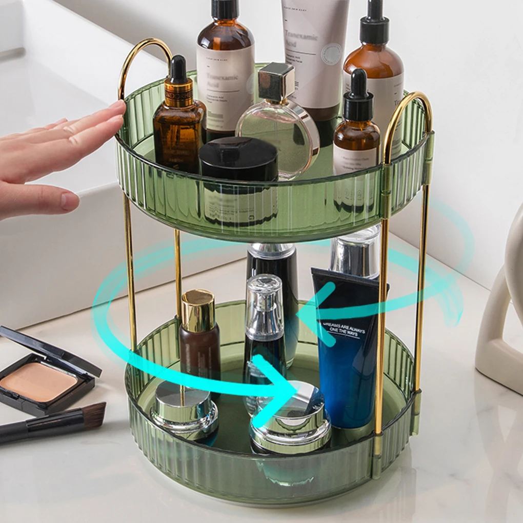 

Rotating Perfume Storage Extra High Fence For Easy Access 215cm Wider Spacing Makeup Organizer