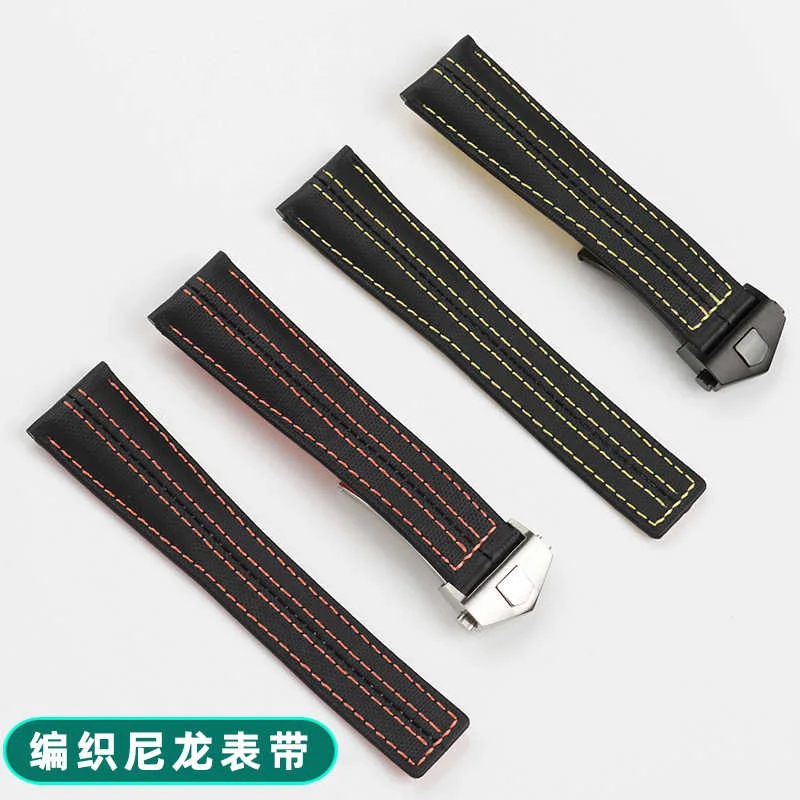 Ремешок из нейлона и кожи для мужских наручных часов 22 мм