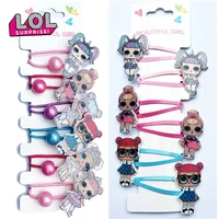 6pcs original lol surprise dolls hairpin rubber band hair accessories cartoon figure printing headdress set girl birthday gifts
