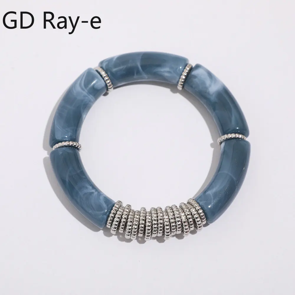 

Boho Acrylic Curved Beads Bracelet Bangles for Women Fashion Wafer Elastic Beaded Chain Stretch Cham Cuff Bracelets Jewelry