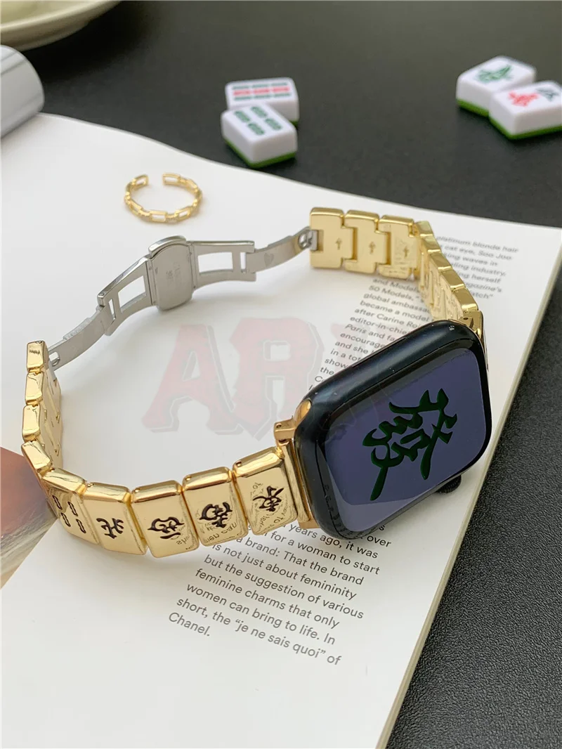 

Mahjong strap For HK8 HK9 Pro Max band 44mm 40mm 45mm 49mm Beaded wristband Bracelet DT7 DT8 Ultra Max ZD8 S8 N8 W59 Watch Ultra