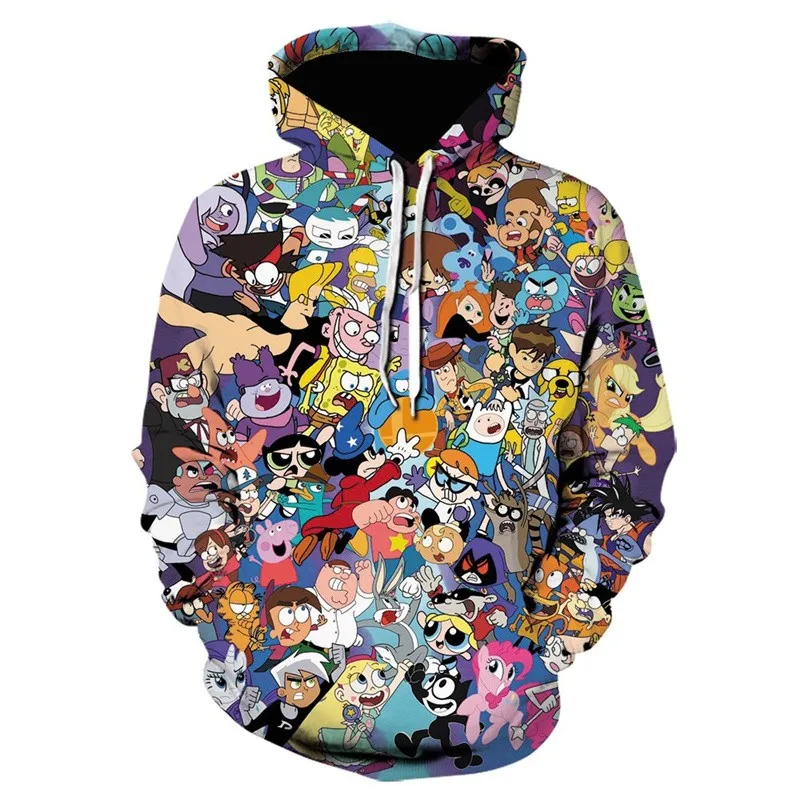 

90s Cartoon collage printing Hoodies Cute Anime HoodieFunny 3D Series Men/Women Sweatshirt boys hoodie