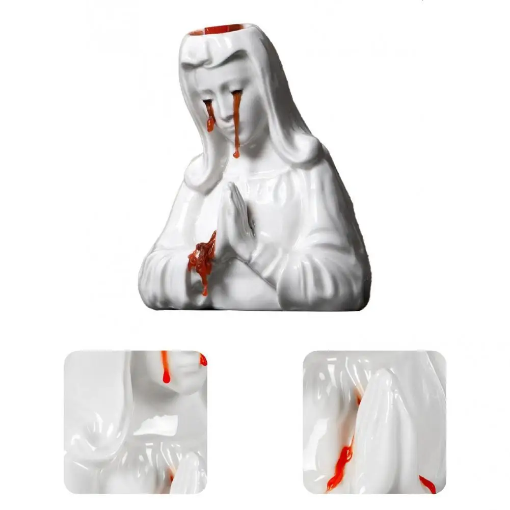 

Compact Fashion Art Craft Crying Mary Candle Holder Decor Resin Candle Organizer Artistic Party Supplies