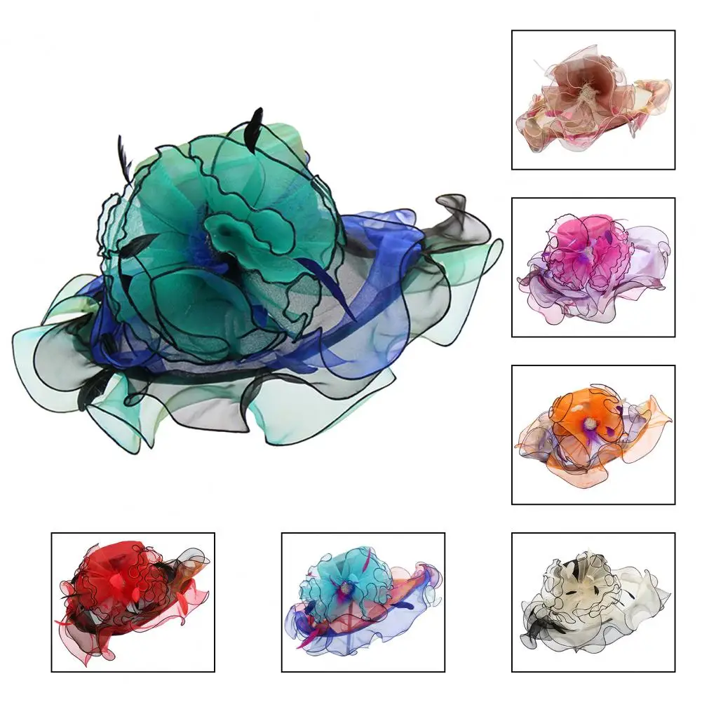 

Fashion Sun Hat Portable High-end Anti-UV Curling Edge Faux Crystal Party Cap