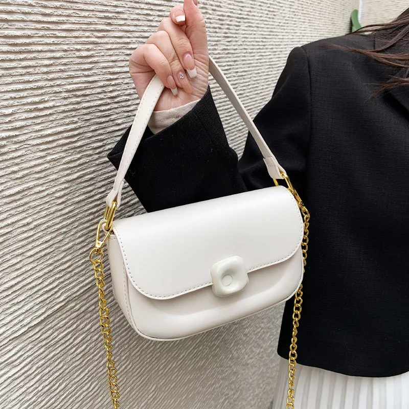 

Cute Handle Small Chain Leather Crossbody Bags for Women 2023 Spring Tendy Ladies Fashion Handbags and Purses White Pink