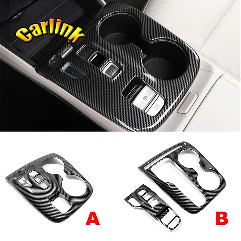 

For Hyundai Tucson NX4 2021 2022 ABS Carbon/Wood grain Car Gear Shift Panel Water Cup Holder cover trim Interior Accessories