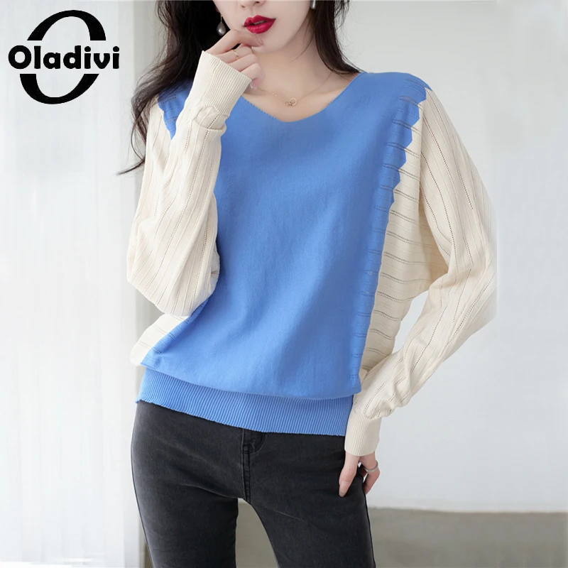 

Oladivi Batwing Sleeve Patchwork T-Shirts Women 35 45 55 Years Old Ladies Oversized Top Tees Casual Loose Large Size Tshirt 1665