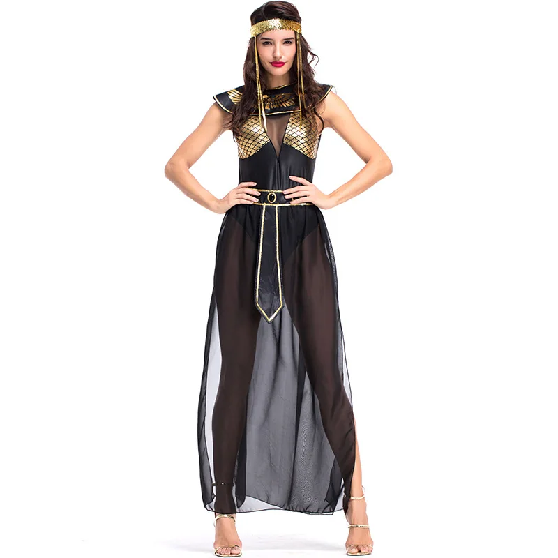 

Carnival Party Halloween Egyptian Cleopatra Costume Women Adult Egypt Queen Cosplay Costumes Sexy Golden Fancy Dress