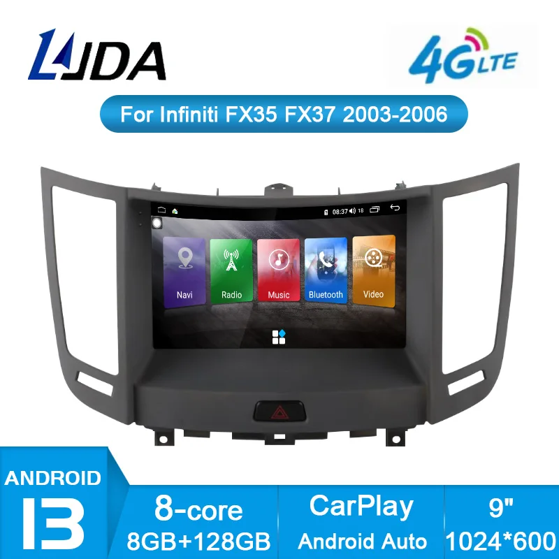 

8+128GB Android13 Car Multimedia Player For Infiniti FX35 FX37 2009 2010 2011 2012 GPS Navigation Car Radio Stereo Audio Carplay
