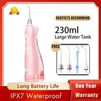 oral irrigator of usb rechargeable portable dental water flosser jet with 230ml cleaning tools for teeth whitening 4 nozzles
