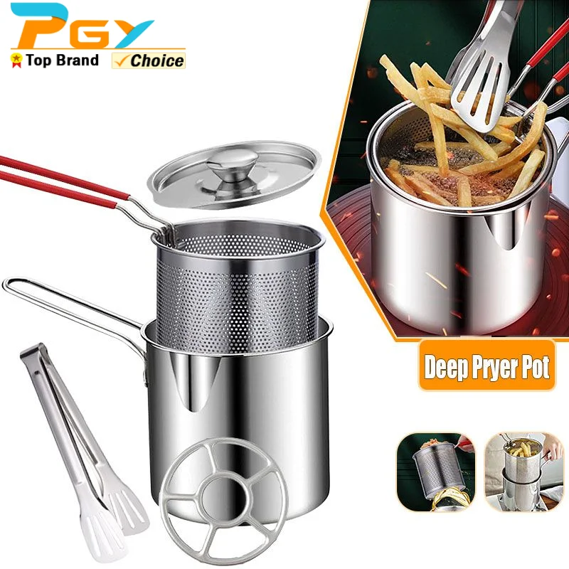 Pot Japanese Tempura Small Deep Frying Pan With Strainer Bas