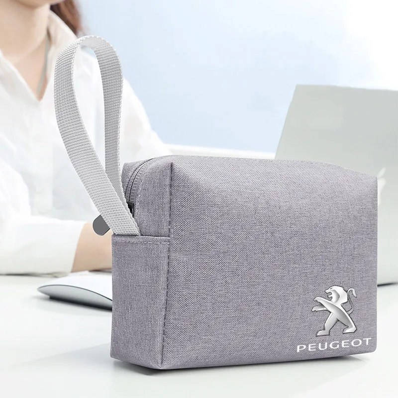 Фото Сумка для хранения кабелей, дорожная сумка для карт, сумка для карт Power Bank для Peugeot Logo 108 406 407 408 206 207 208 306 307 Автомобильные аксессуары №2