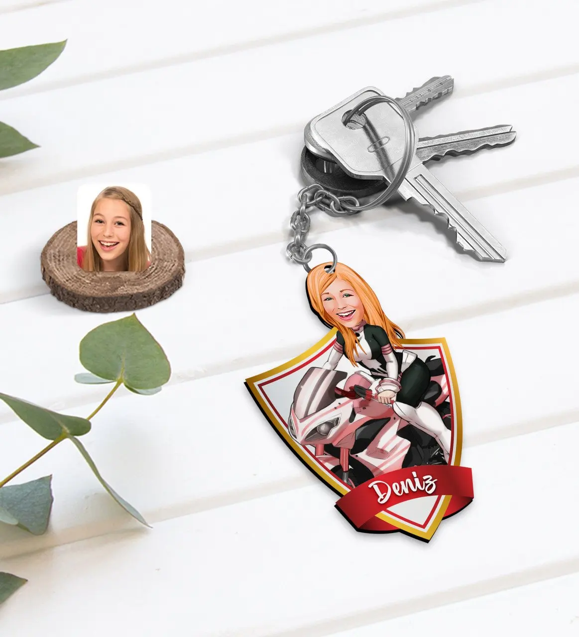 

Personalized Is Women Biker Caricature Of Wood Anahtarlık-2
