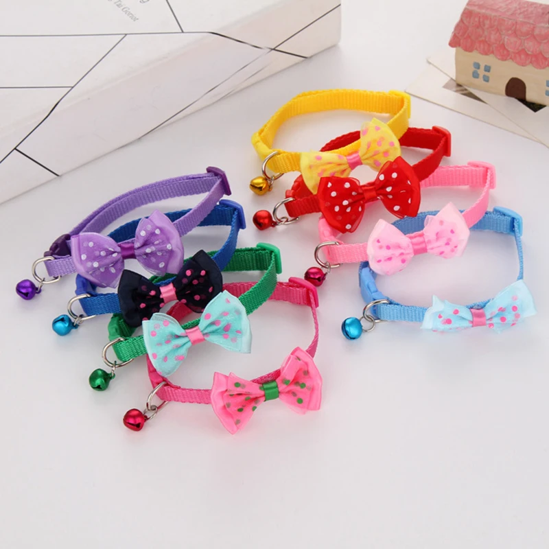 

Candy Color Adjustable Bow Tie Bell Bowknot Collar Necktie Puppy Kitten Dog Cat Pet Dress Up Accessories