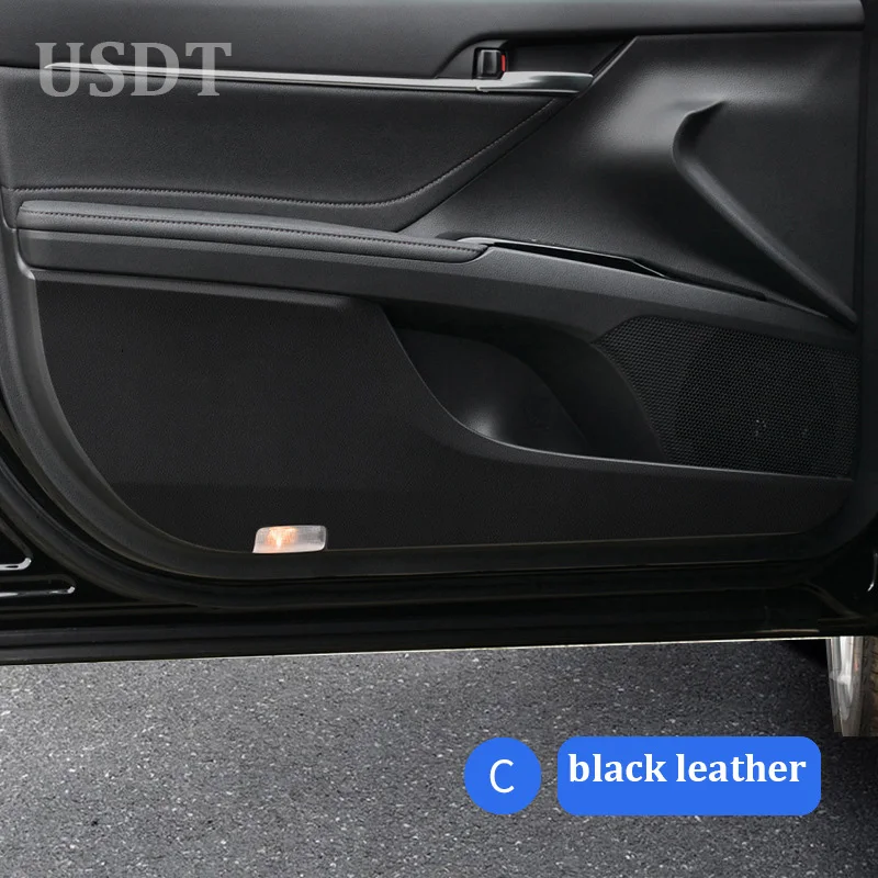

Для TOYOTA Camry XV70 2023 2022 2021 2020 2019 2018 коврик для двери автомобиля, кожаный коврик из углеродного волокна, защитная наклейка на порог