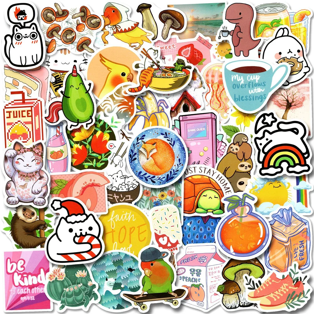 

10/30/50PCS Cartoon Small Fresh VSCO DIY Delicate Stickers For Luggage Laptop Guitar Ipai Waterproof Stickers Wholesale