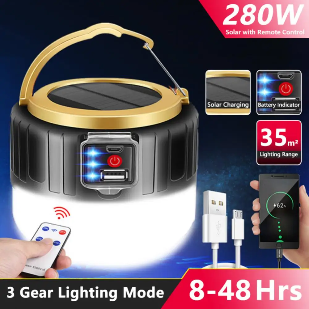 

Rechargeable Camping Lanterns Solar LED Camping Light USB Rechargeable Bulb For Outdoor Tent Lamp Emergency Lights Camping Light