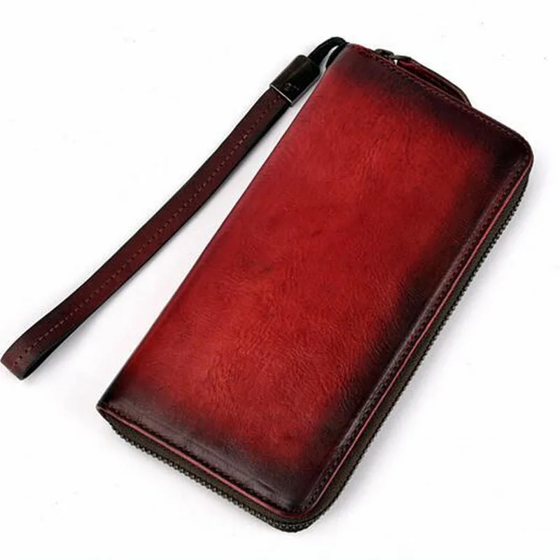 High Quality Natural Skin Women Clutch Purse ID/Credit Cards Multi-Capacity Vintage Handy Bag Genuine Leather Wrist Long Wallet | Багаж и