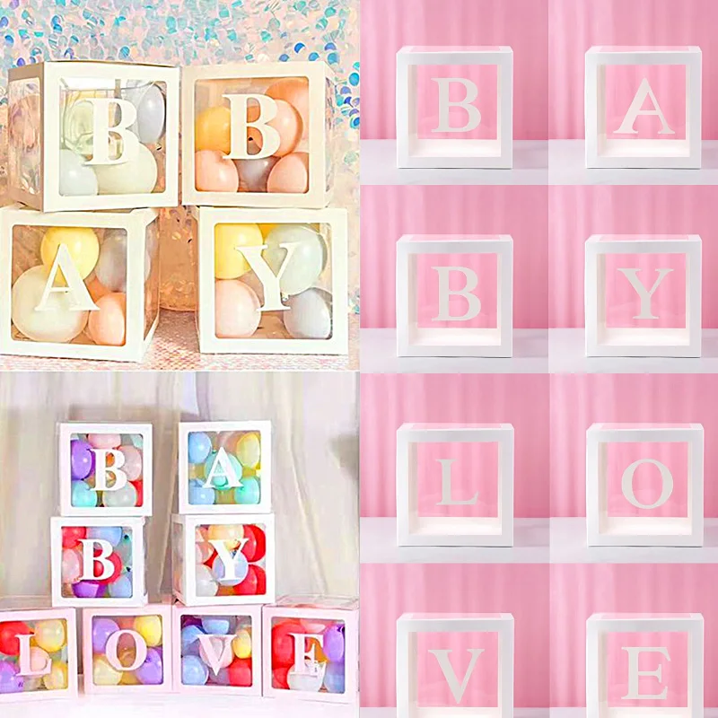 

4PCS Transparent Letter Balloon Box Party Wedding Birthday Kids Baby Shower Decorations Balloon DIY Paper Box High Quality