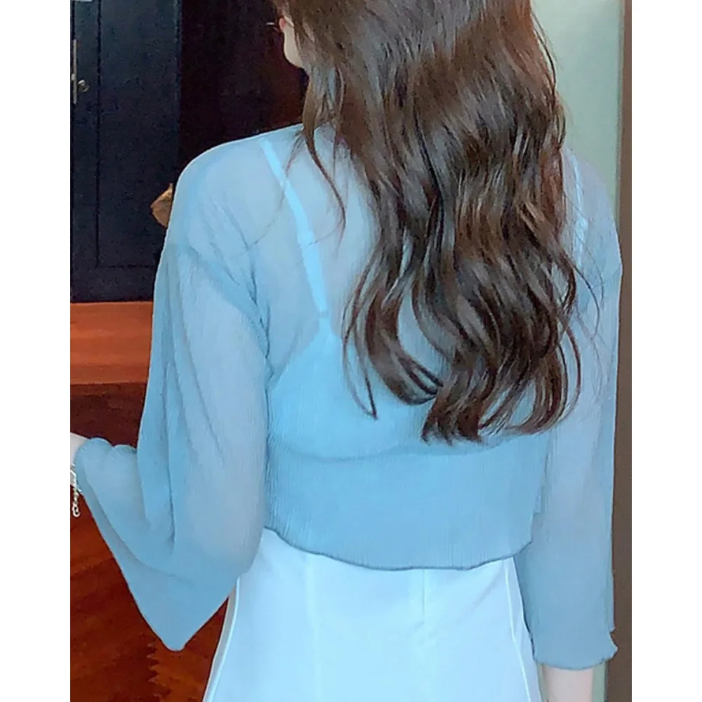 Повседневная короткая шифоновая шаль Zik Hekiy для отпуска в гавайском стиле белая