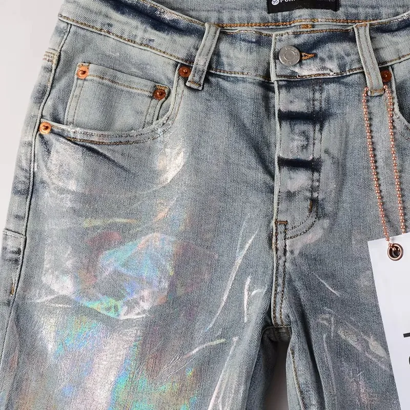 Модные брендовые джинсы высшего качества верхнее уличное покрытие серебряные