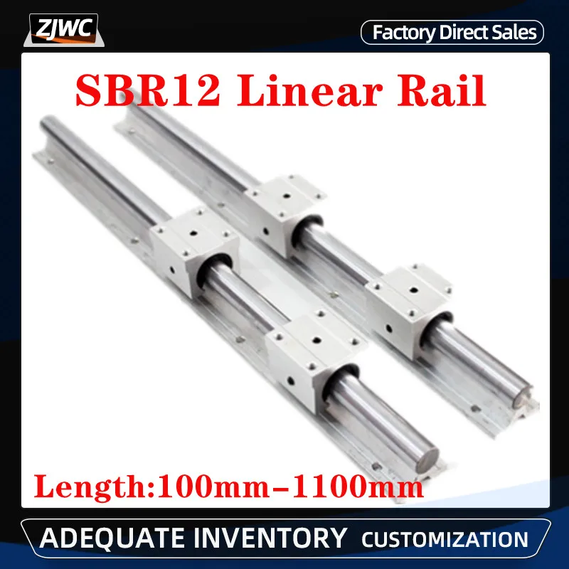 

Linear Rail Set SBR12 200 300 400 500 550 600 800 1000 1100MM 2PCS Linear Guide+4PCS SBR12UU SBR12LUU Block Bearing For CNC Part