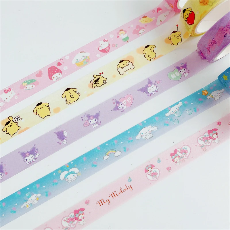 

Hello Kittys Tape Kawaii Sanrio My Melody Anime Kuromi Cartoon Beauty Student DIY Handbook Adhesive Decoration Toy Girls Gifts
