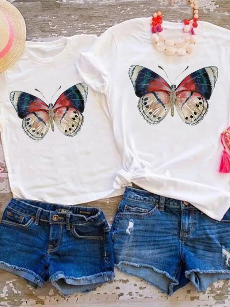 

Tee Family Matching Outfits Graphic T-shirt Women Girls Boys Kid Child Summer Butterfly Love Trend 90s Mom Mama Clothes Clothing